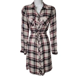 Maurices Womens Small Tartan Plaid Cinched Country Western Long Sleeve Dress